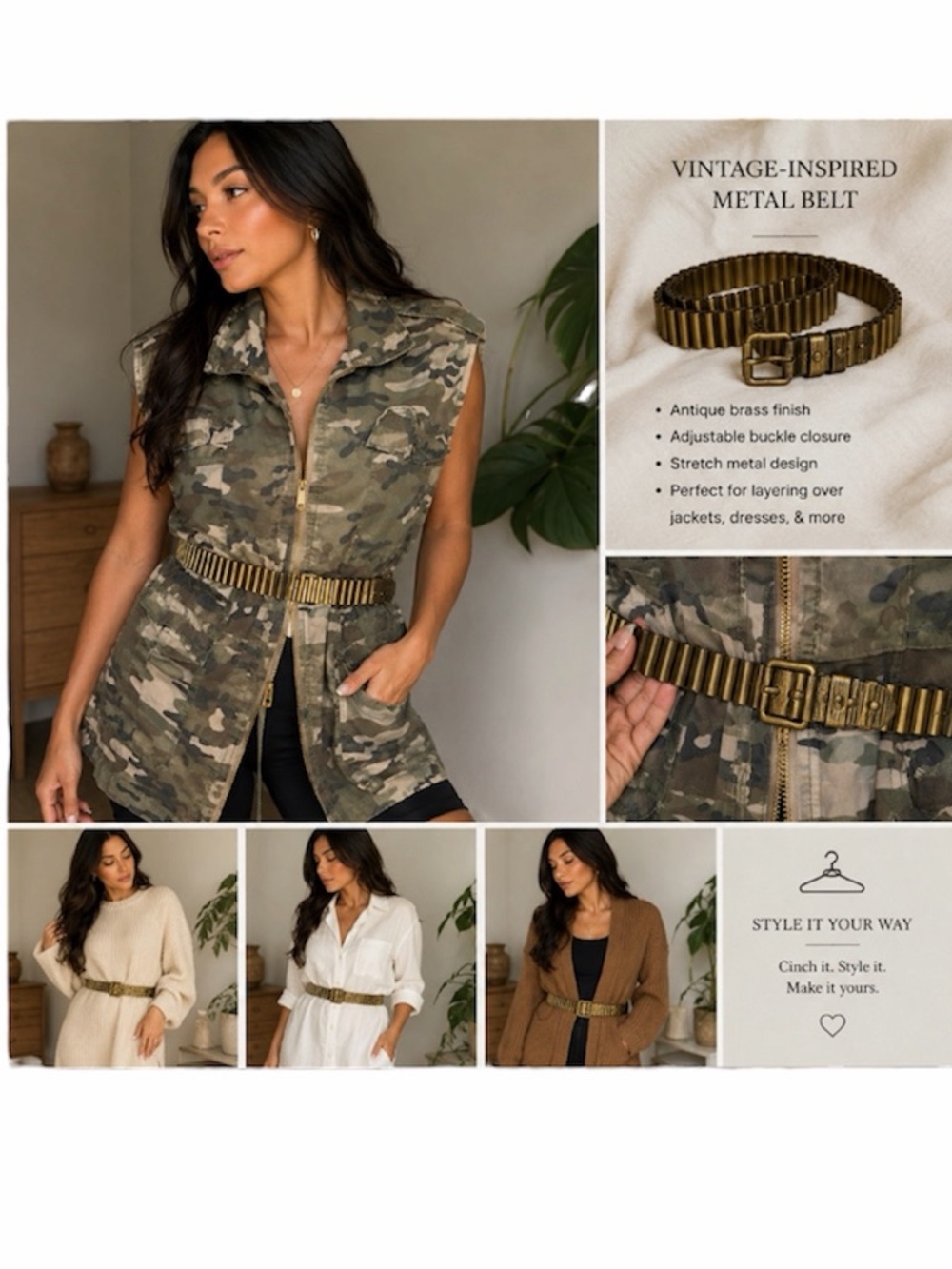 Vintage Gold-Tone Belt | Designer-Inspired Statement Piece
